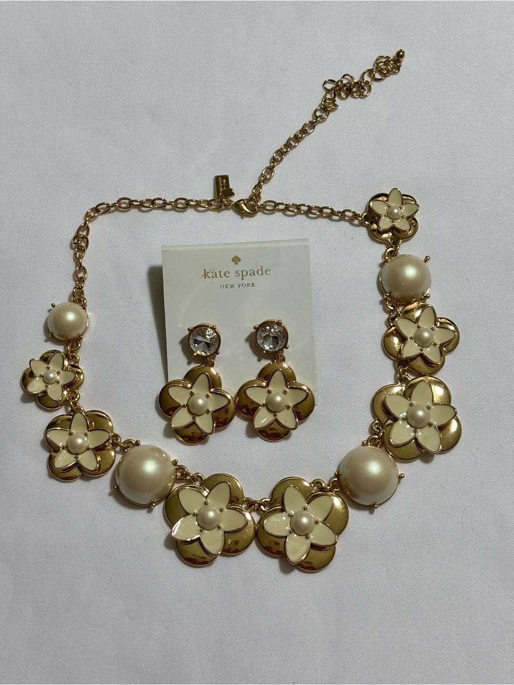 Kate Spade "Window Bouquet" Necklace & Drop Earrings Coquette Romantic - Picture 2 of 4